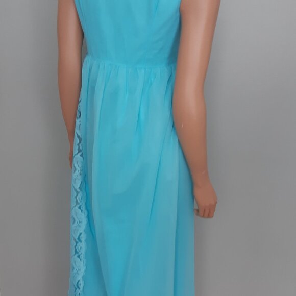 VTG Turquoise Blue 2 pcs Nightgown Set Louis Jean Mint Condition Unique Size S-M - Picture 8 of 10